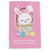 Schattigee roze paashaas gepersonaliseerde meisjes medium cadeauzakje (Voorkant)