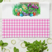 Schattigee Roze Paaskonijn Keukendoek Theedoek (Gevouwen)