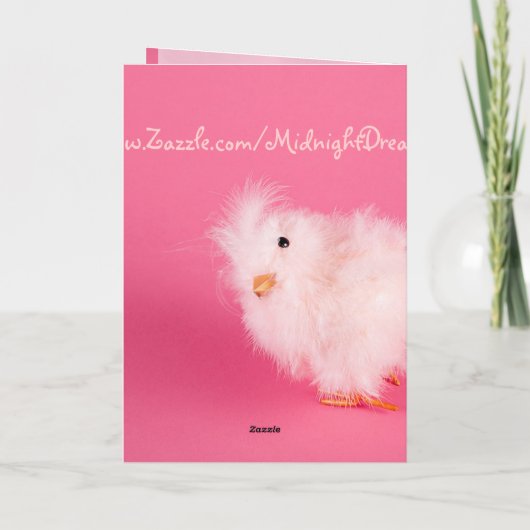 Schattigee roze paaskuiken feestdagen kaart (Achterkant)