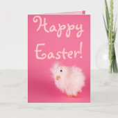 Schattigee roze paaskuiken feestdagen kaart (Voorkant)