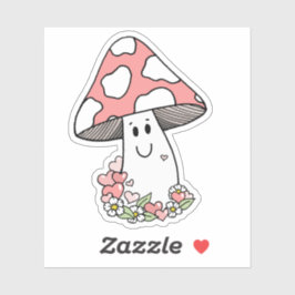 Schattigee roze paddenstoel Sticker