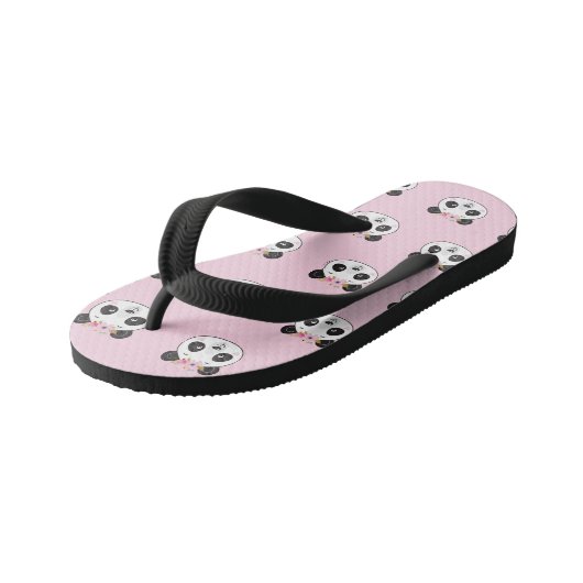 Schattigee Roze Panda Gezicht Girly Kinder Teenslippers (Schuin)