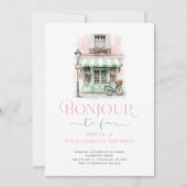 Schattigee roze Paris Bonjour naar vier 4e verjaar Kaart (Voorkant)