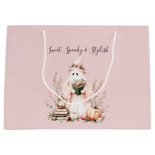 Schattigee Roze Pastel Ghost & Pumpkin Halloween Groot Cadeauzakje (Voorkant)