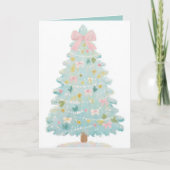 Schattigee Roze Pastel Kerstboom Kerst Kaart (Voorkant)