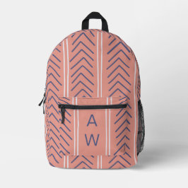 Schattigee Roze Peach Geometrische Pijlen Monogram Bedrukte Rugzak