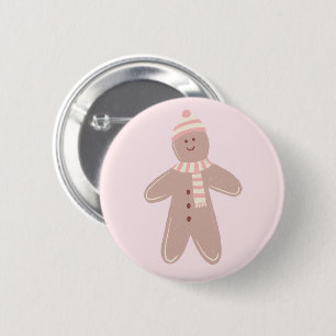 Schattigee roze peperkoek man illustratie ronde button 5,7 cm