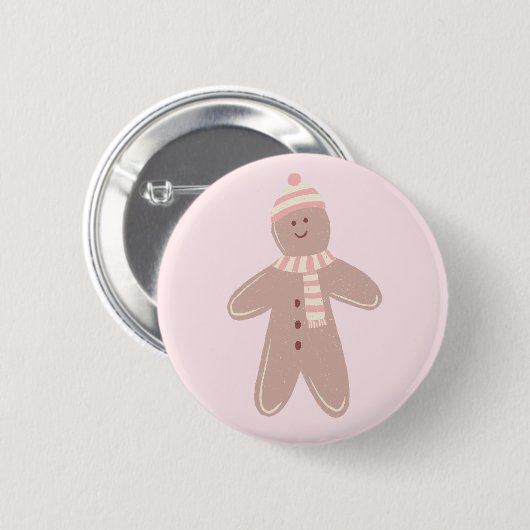 Schattigee roze peperkoek man illustratie ronde button 5,7 cm (Voorkant /achterkant)