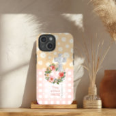 Schattigee Roze Perzik Roos Krans Kruis Schrift Case-Mate iPhone Case