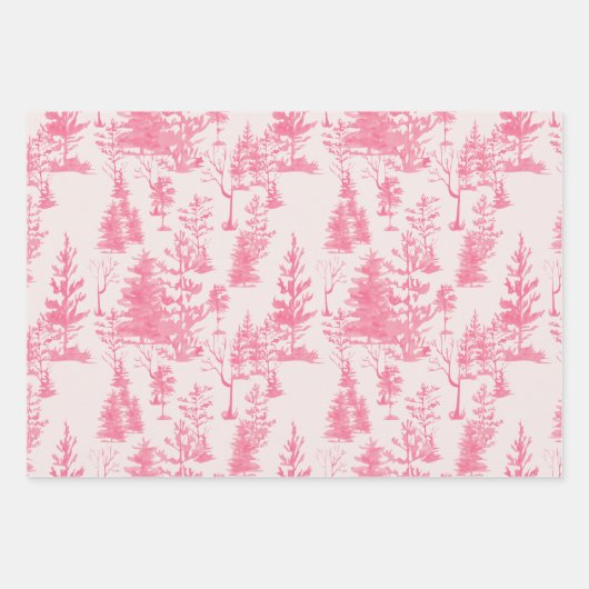 Schattigee Roze  Pine Tree Christmas Inpakpapier Vel (Voorkant 2)