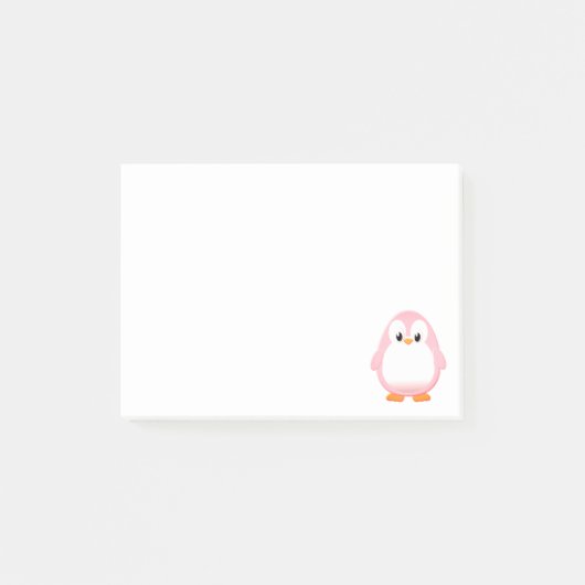 Schattigee Roze Pinguïn Cartoon Custom Post-it® Notes (Voorkant)