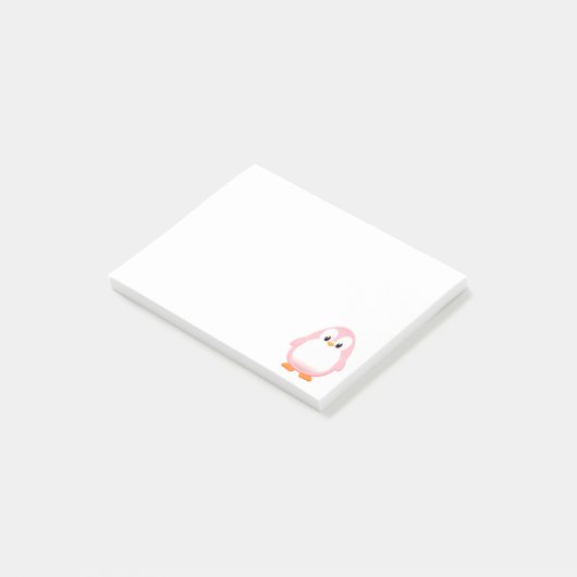Schattigee Roze Pinguïn Cartoon Custom Post-it® Notes (Schuin)