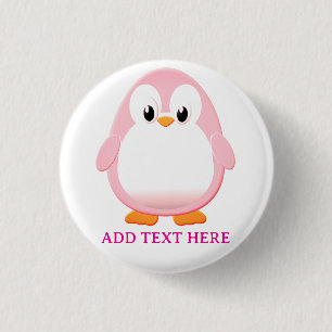 Schattigee Roze Pinguïn Cartoon Custom Ronde Button 3,2 Cm