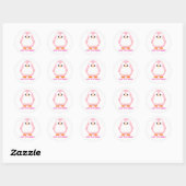Schattigee Roze Pinguïn Cartoon Custom Ronde Sticker (Vel)
