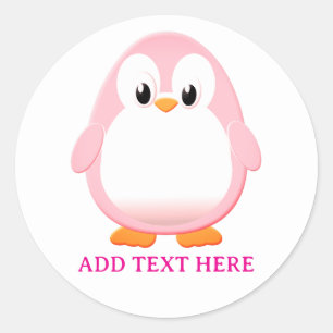 Schattigee Roze Pinguïn Cartoon Custom Ronde Sticker