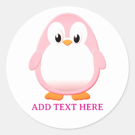Schattigee Roze Pinguïn Cartoon Custom Ronde Sticker (Voorkant)