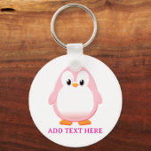 Schattigee Roze Pinguïn Cartoon Custom Sleutelhanger (Achterkant)
