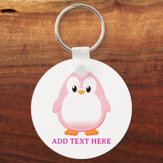 Schattigee Roze Pinguïn Cartoon Custom Sleutelhanger (Achterkant)