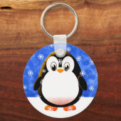 Schattigee Roze Pinguïn Cartoon Sneeuwvlokken Cust Sleutelhanger (Voorkant)