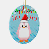 Schattigee Roze Pinguïn Santa Hat Kerstverlichting Keramisch Ornament (Rechts)