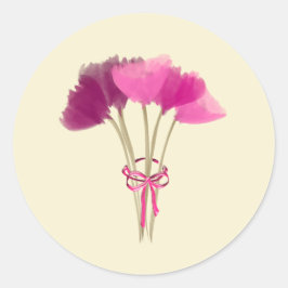 Schattigee roze pioenbloemen Classic ronde Sticker