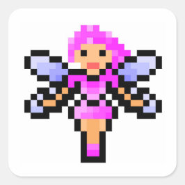 Schattigee roze pixel art fee vierkante sticker