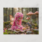 Schattigee Roze Pixie en Muizenpicknick Briefkaart (Voorkant)