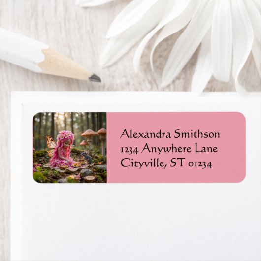 Schattigee Roze Pixie en Muizenpicknick Etiket (Insitu)