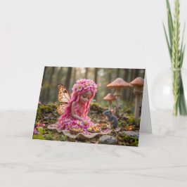 Schattigee Roze Pixie en Muizenpicknick Kaart