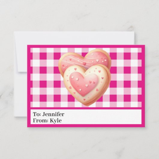Schattigee Roze Plaid Cookie Classroom Valentijnsd Kaart (Voorkant)