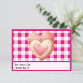 Schattigee Roze Plaid Cookie Classroom Valentijnsd Kaart (Staand voorkant)