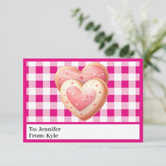 Schattigee Roze Plaid Cookie Classroom Valentijnsd Kaart (Staand voorkant)