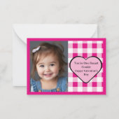Schattigee Roze Plaid Cookie Foto Classroom Valent Notitiekaartje (Achterkant)