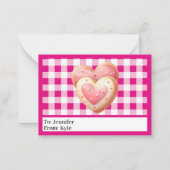 Schattigee Roze Plaid Cookie Foto Classroom Valent Notitiekaartje (Voorkant)