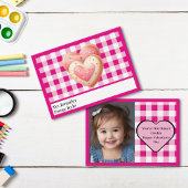 Schattigee Roze Plaid Cookie Foto Classroom Valent Notitiekaartje