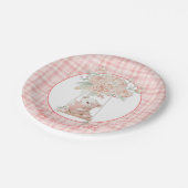 Schattigee Roze Plaid Valentijnsdag Papieren Bordje (Gekanteld)