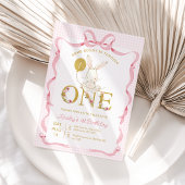 Schattigee Roze Plaid Wildflower Enkele Bunny 1e V Kaart