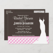 Schattigee roze plakken; geruit uitnodiging briefkaart (Voorkant / Achterkant)