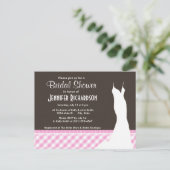 Schattigee roze plakken; geruit uitnodiging briefkaart (Staand voorkant)