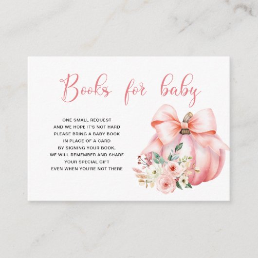 Schattigee Roze Pompoen Boeken voor Baby Informatiekaartje (Voorkant)