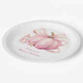 Schattigee Roze Pompoen Bow Baby shower Papieren Bordje (Gekanteld)