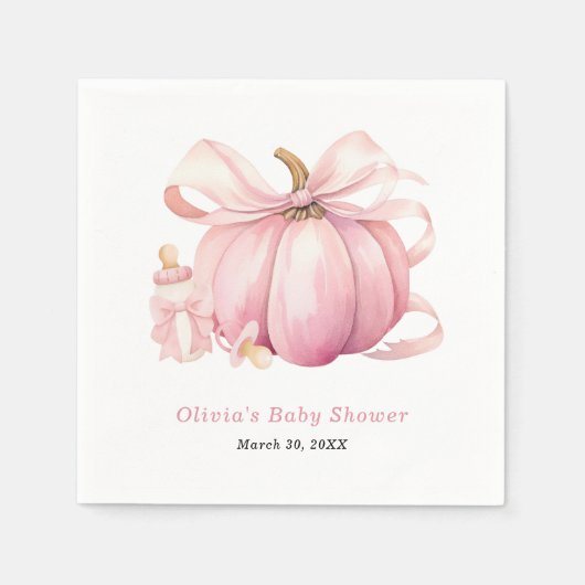 Schattigee Roze Pompoen Bow Girl Baby shower Serve Servet (Voorkant)
