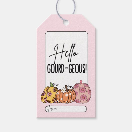 Schattigee Roze Pompoen Halloween Gift Label Cadeaulabel (Voorkant)