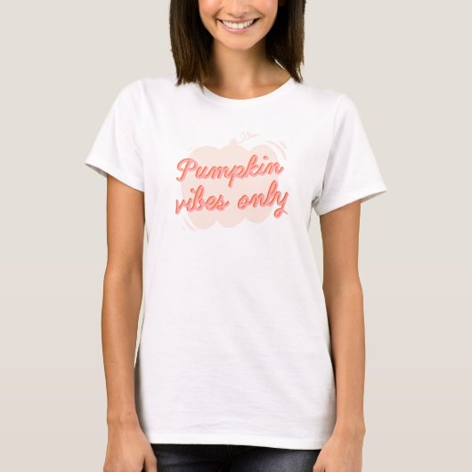 Schattigee roze pompoen vibes t-shirt (Voorkant)