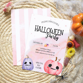 Schattigee roze pompoen waterverf kinder Halloween Kaart