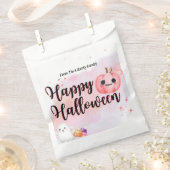 Schattigee roze pompoen waterverf kinder trick or  bedankzakje (Geknipt)