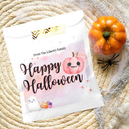 Schattigee roze pompoen waterverf kinder trick or  bedankzakje