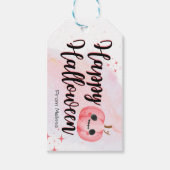 Schattigee roze pompoen waterverf trick or treat g cadeaulabel (Voorkant)