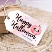 Schattigee roze pompoen waterverf trick or treat g cadeaulabel