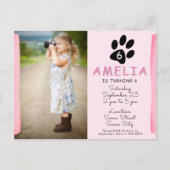 Schattigee roze poot foto verjaardagsfeestuitnodig uitnodiging briefkaart (Voorkant)